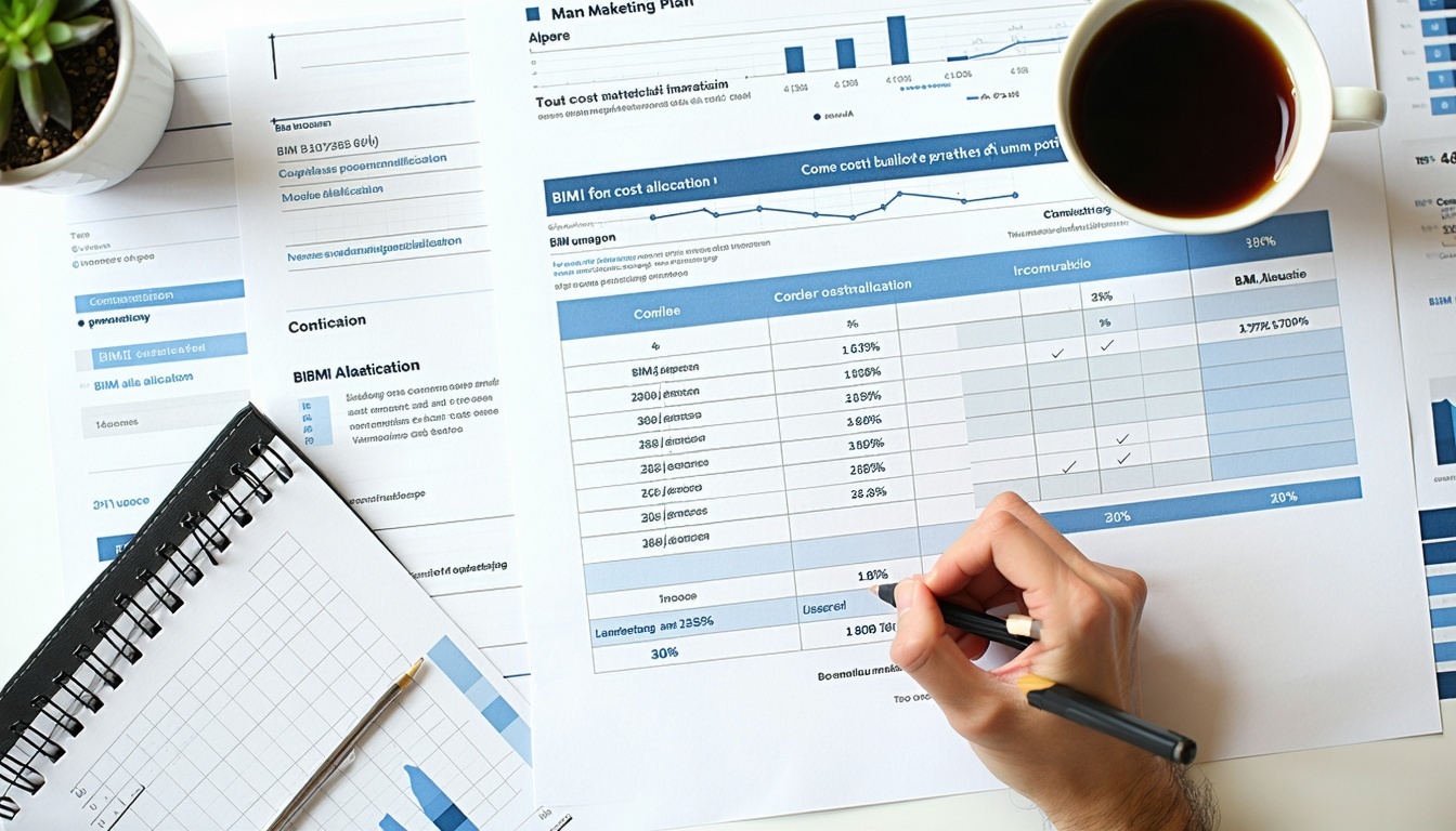 En marknadsplan på bordet med BIMI-kostnadsfördelning-1